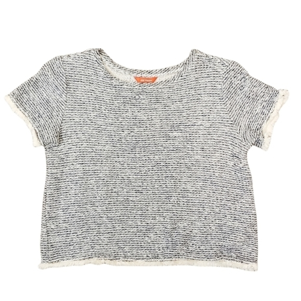 Crew Neck Heathered black white grey Cropped short sleeve Tee sweater M